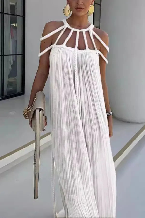 Dames Geplooide Strandjurk Zomerjurk | Maxi