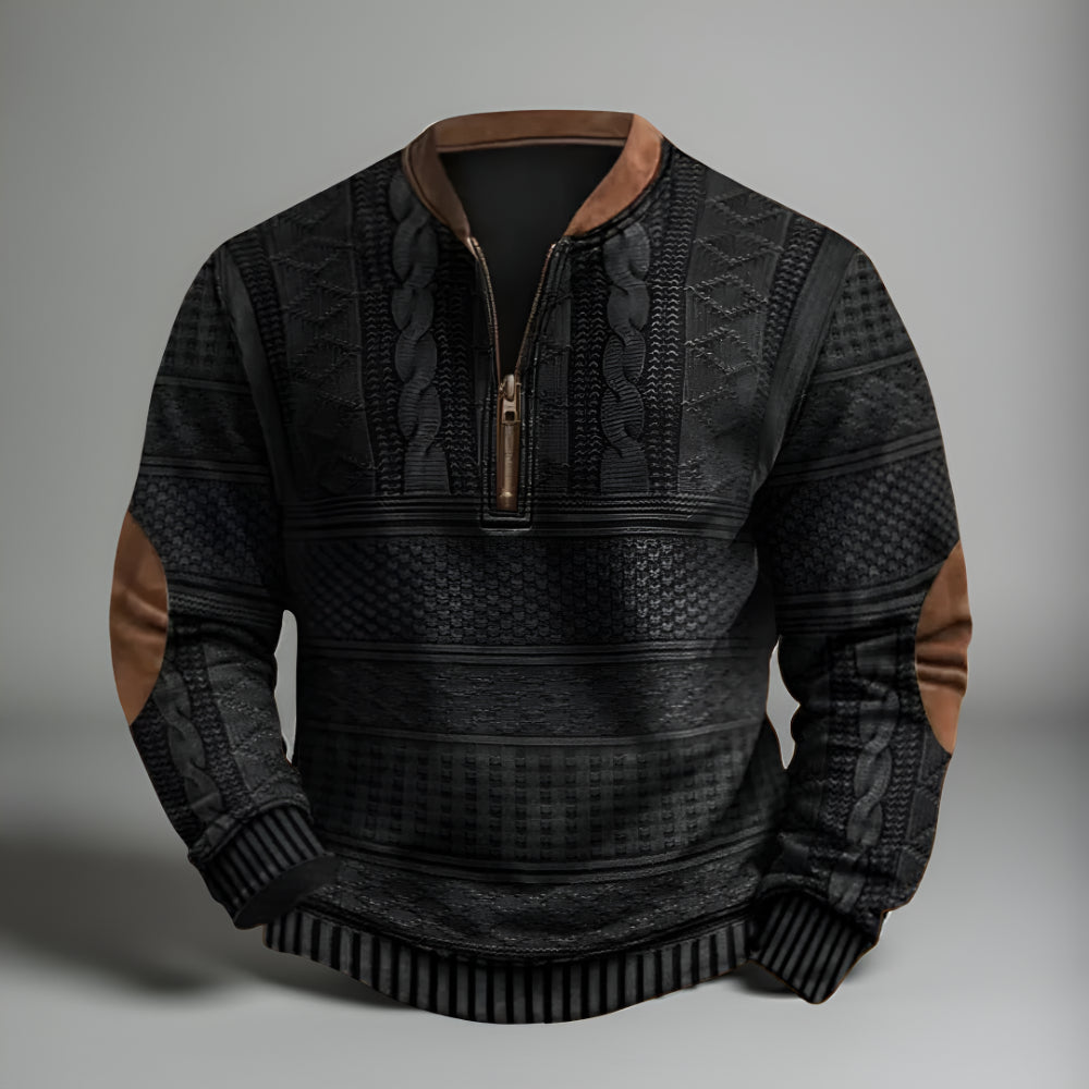 Heren Trui Etnisch Patroon Ritssluiting Pullover – Katoen Winter