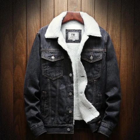 Heren Fleece Denim Jas | Warme & Stijlvolle Winterjas