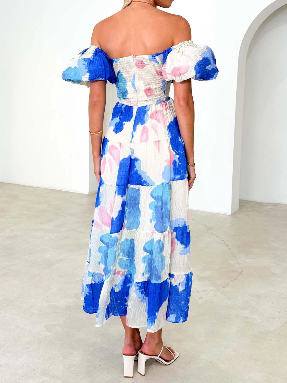 Dames Elegante Puffmouw Zomerjurk | Maxi