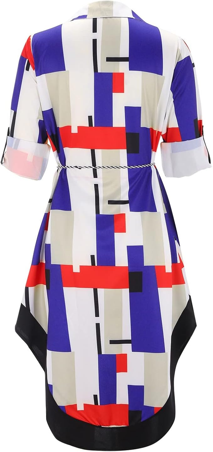 Dames Luchtige geometrische zomerjurk | Midi