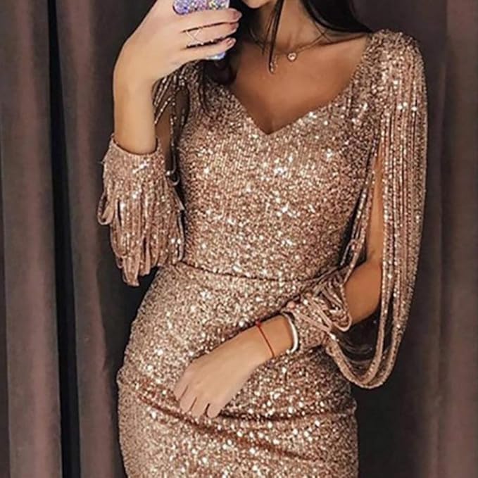 Abito da festa mini con paillettes lucide da donna