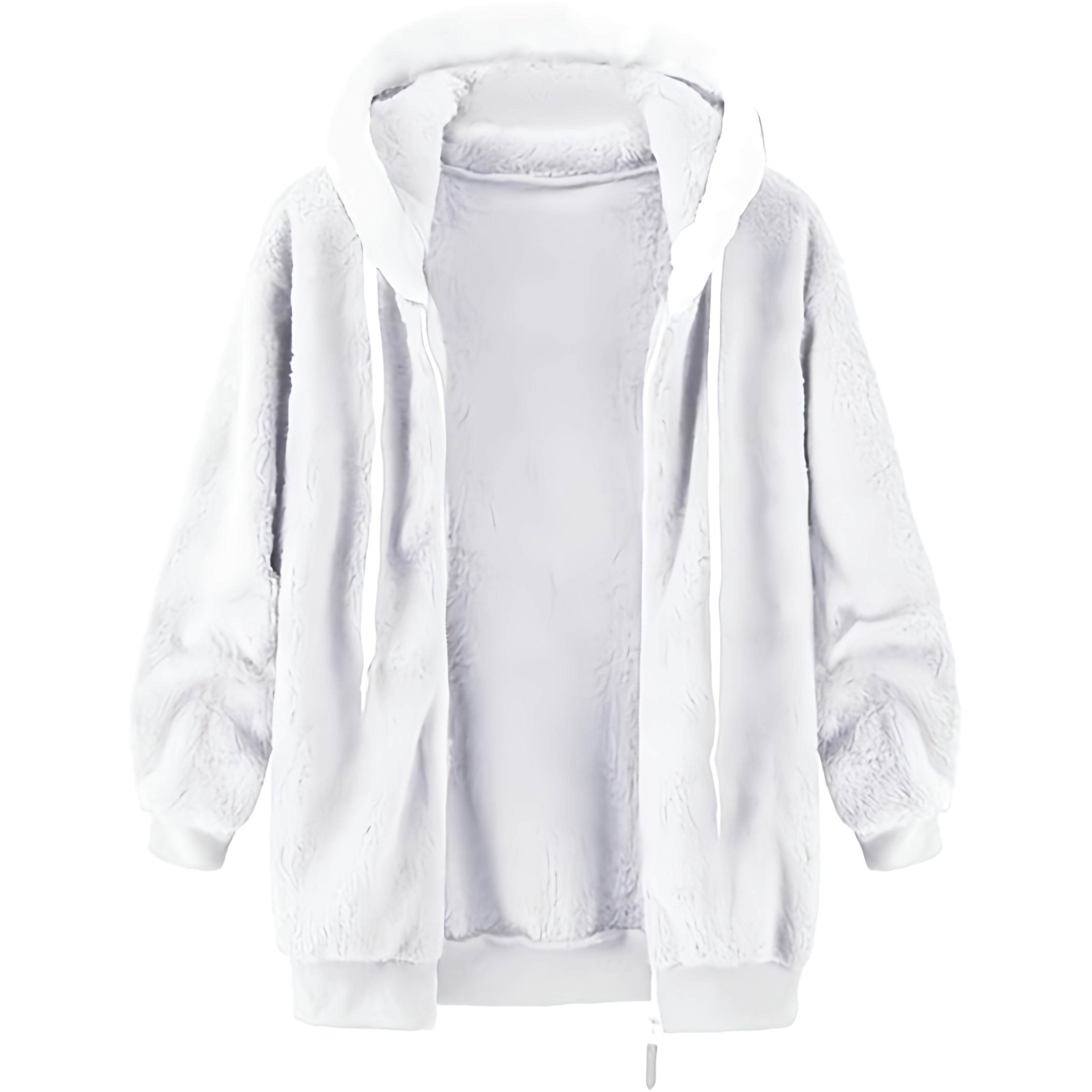 Gilet con cappuccio in pile Teddy da donna | Oversize, chiusura con cerniera