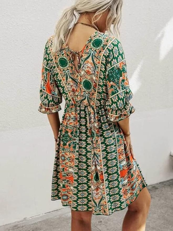 Dames Bohemian Luchtige Zomerjurk | Mini