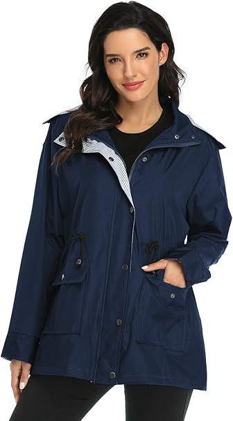 Giacca primaverile da donna impermeabile | Lunga, con coulisse