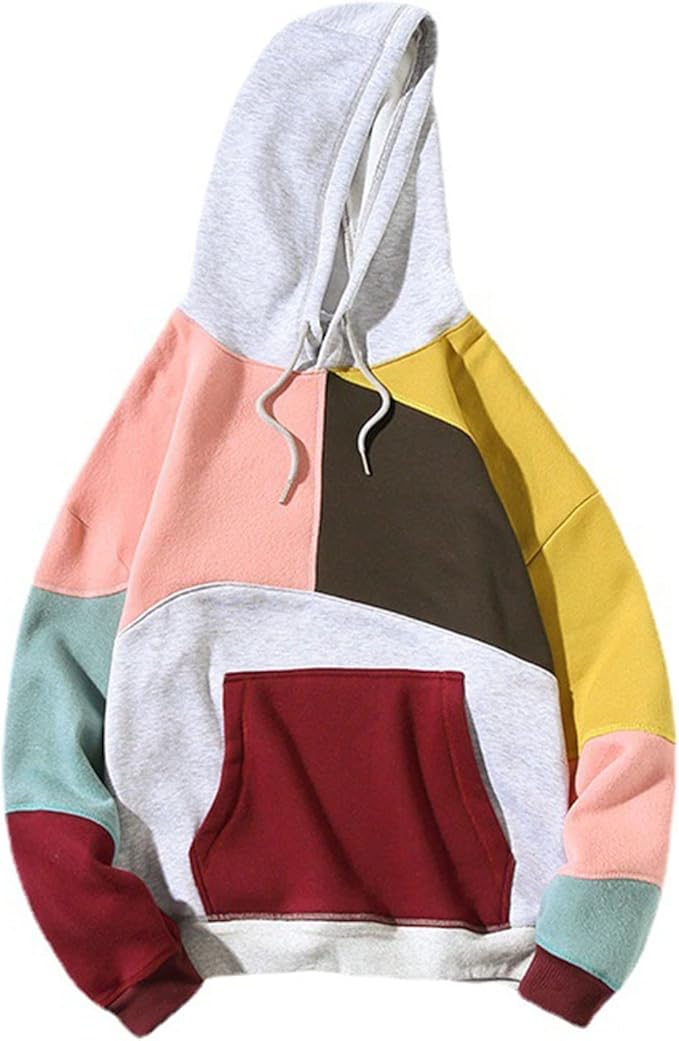 Heren Bedrukte Sweatshirts | Warme Kap in Kleurvlakkenstijl