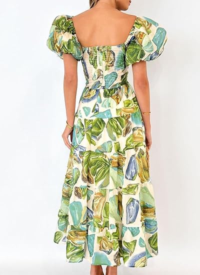 Dames Elegante Puffmouw Zomerjurk | Maxi