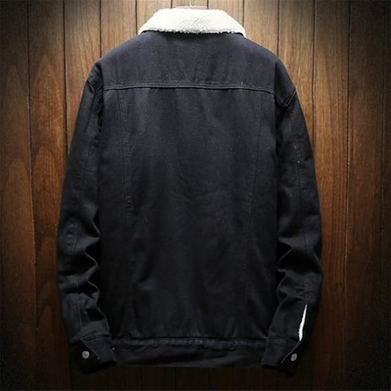 Giacca in Denim Fleece Heren | Giacca Invernale Calda e Stilosamente