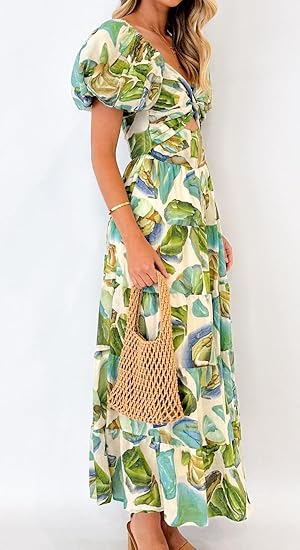 Dames Elegante Puffmouw Zomerjurk | Maxi