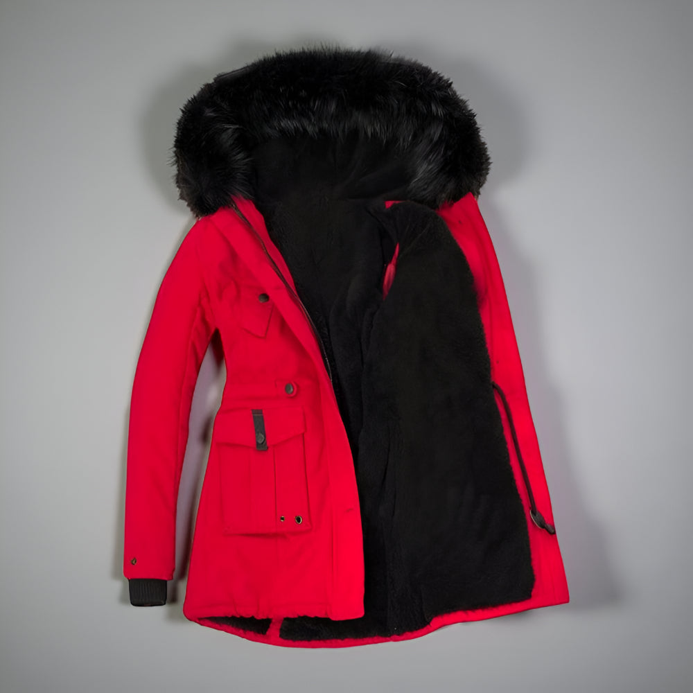 Dames Warme Lange Winterjas Parka – Met Capuchon