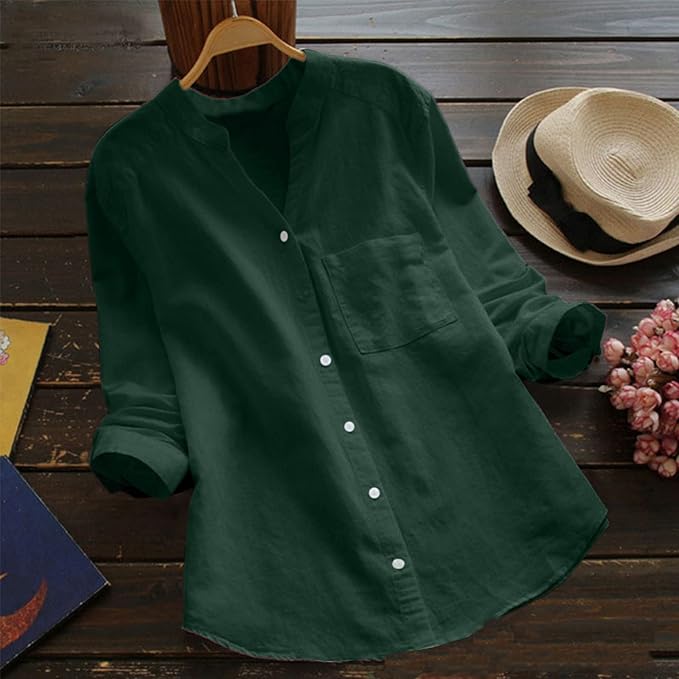 Dames Zomerse Luchtige Blouse | Knoopsluiting, Langemouw