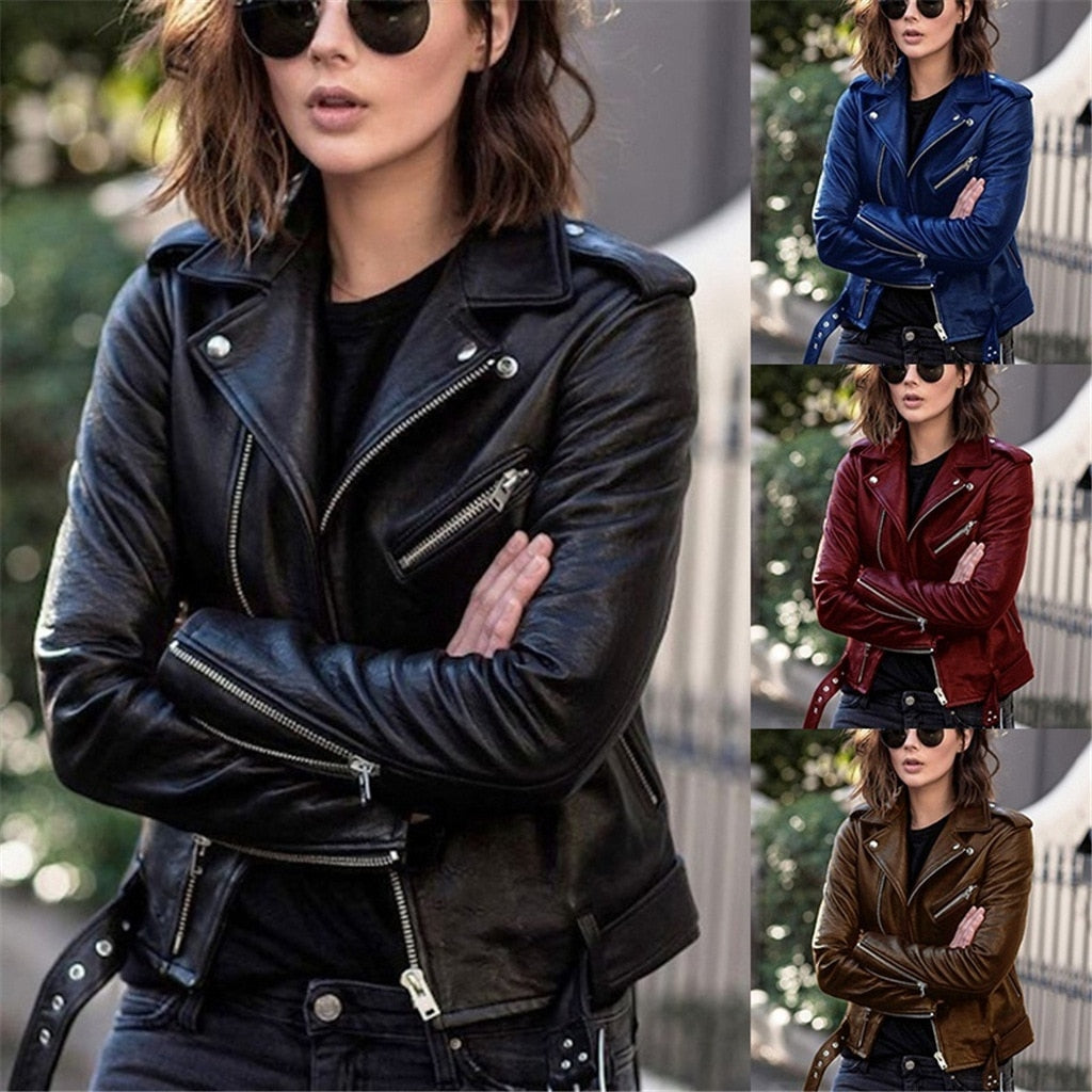Dames Herfst Leren Jas | Kort, Met Ritsdetails
