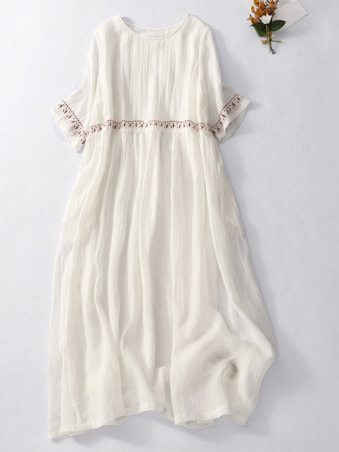 Dames Luchtige strandjurk met borduursel | Maxi