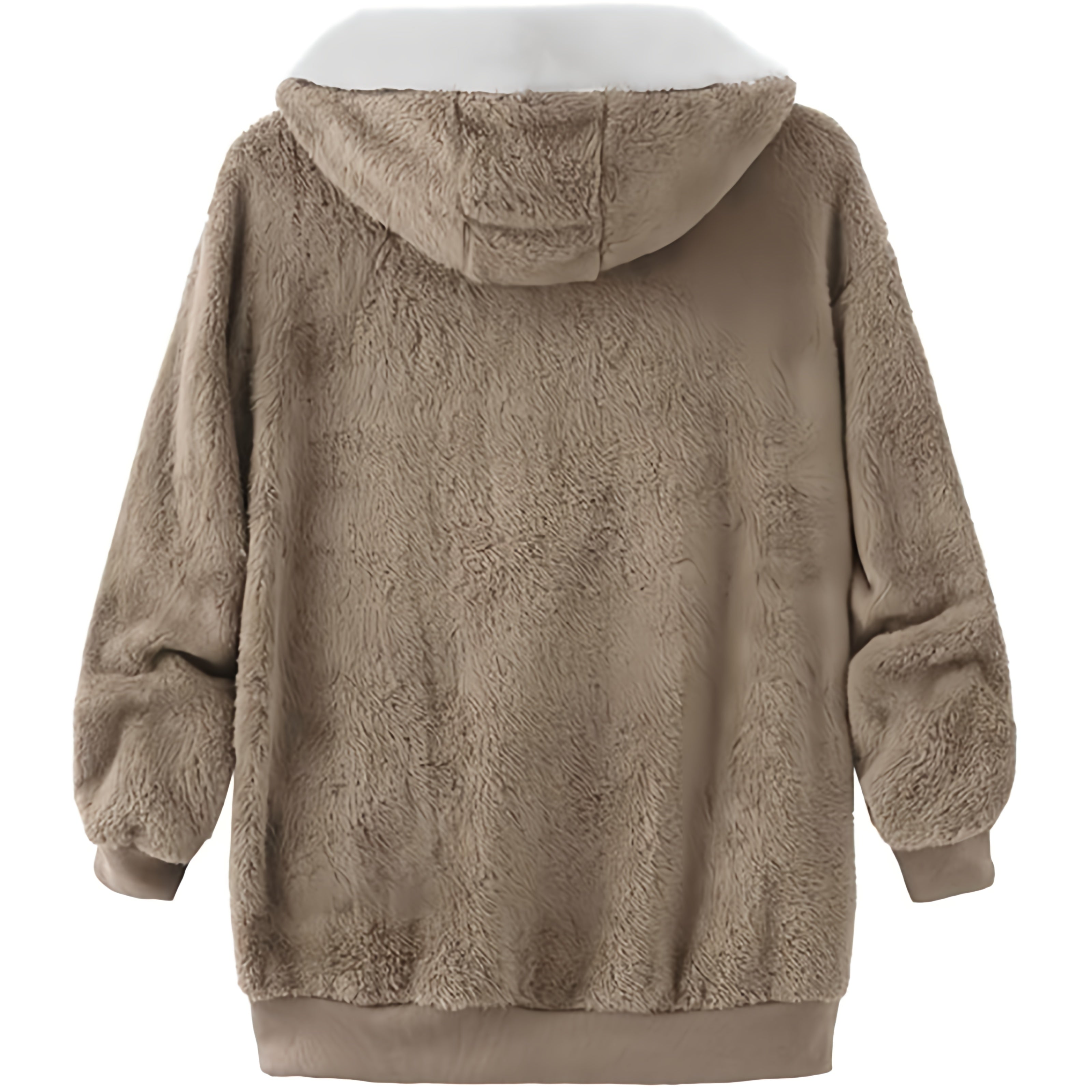 Gilet con cappuccio in pile Teddy da donna | Oversize, chiusura con cerniera