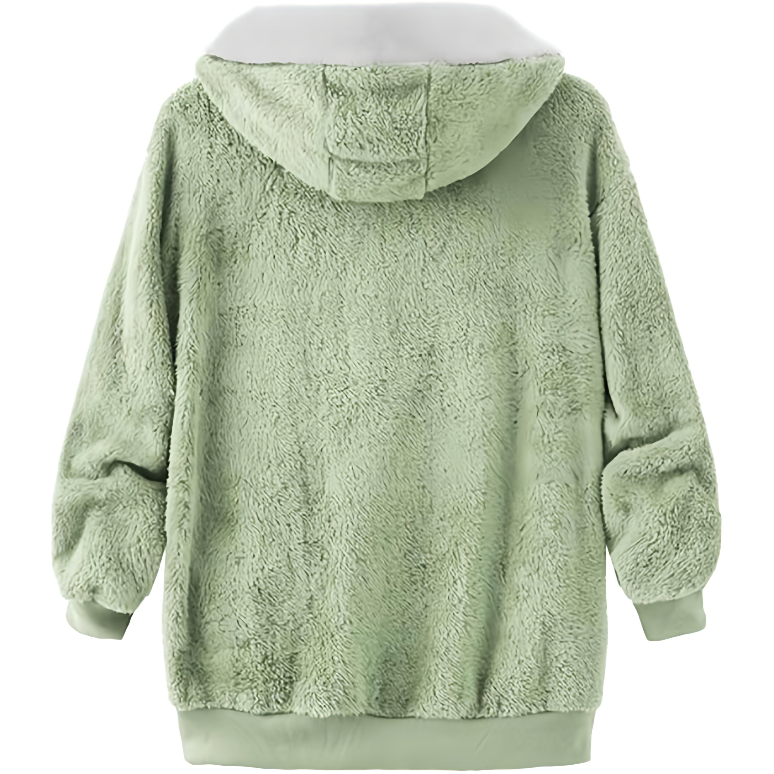 Gilet con cappuccio in pile Teddy da donna | Oversize, chiusura con cerniera