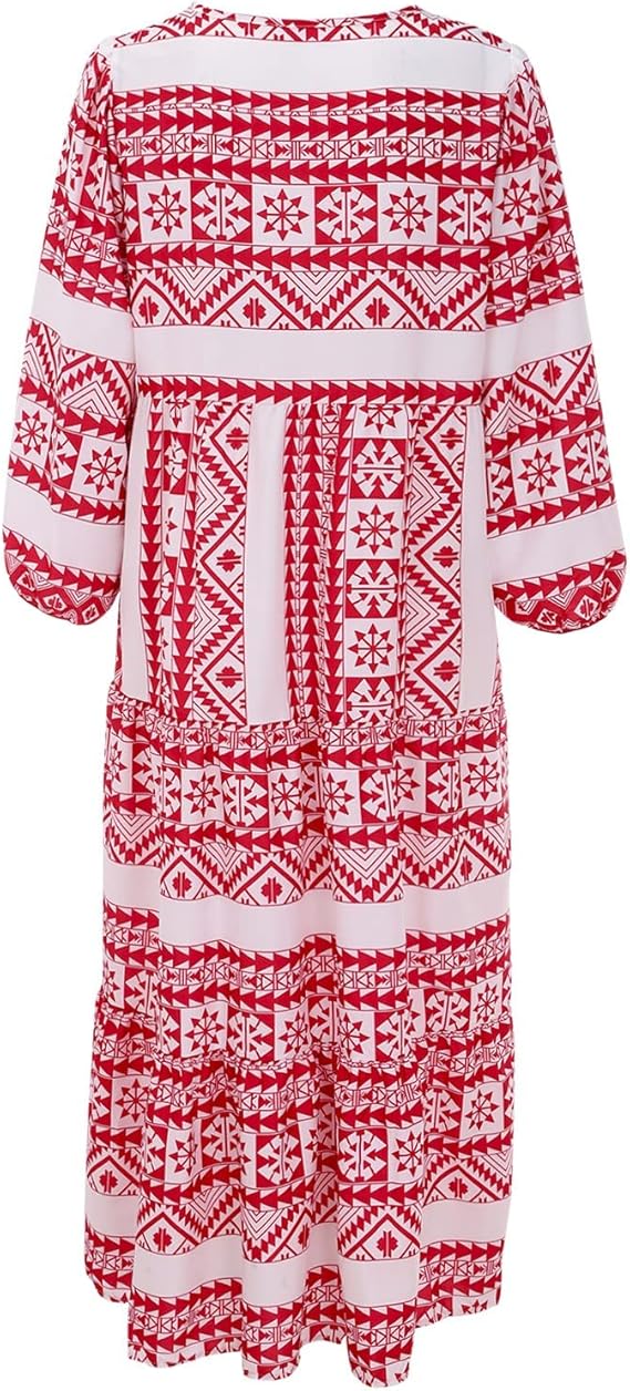 Dames Luchtige Geometrische Zomerjurk | Maxi