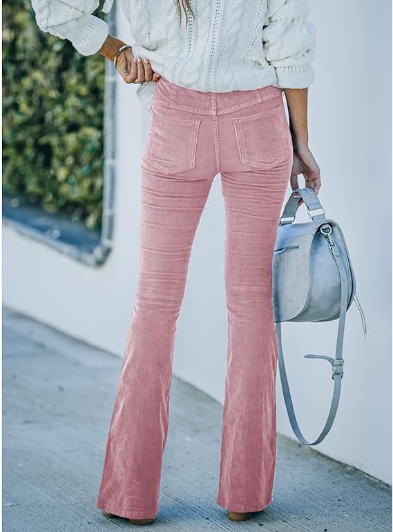 Pantaloni di velluto a coste autunnali da donna | Lunghi, svasati