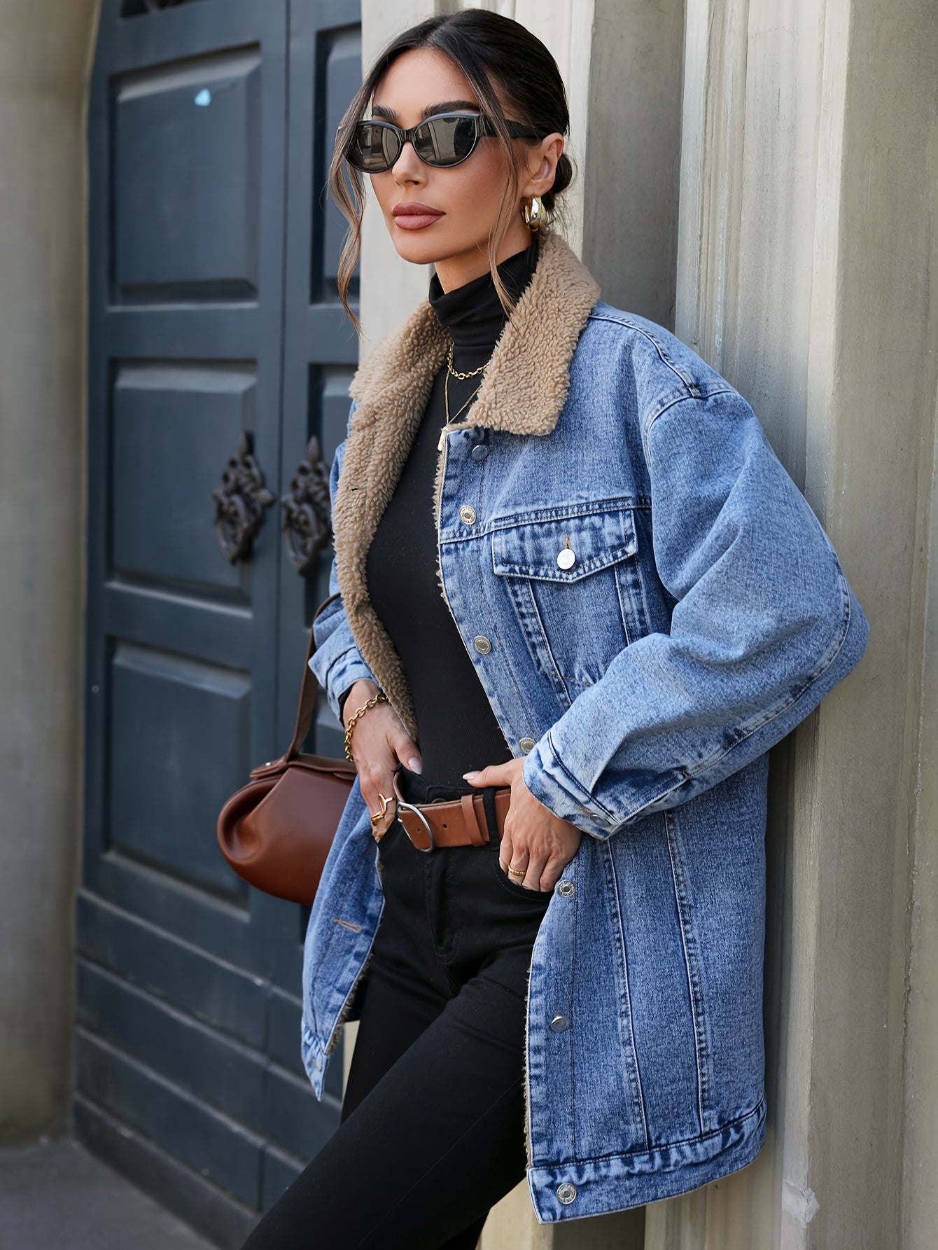 Giacca in denim da donna | Fodera in teddy caldo