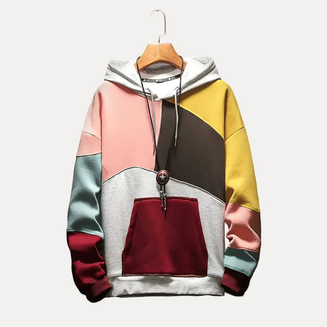 Heren Bedrukte Sweatshirts | Warme Kap in Kleurvlakkenstijl