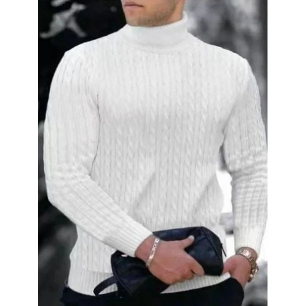 Maglione a maglia fine da uomo | Stile collo alto caldo