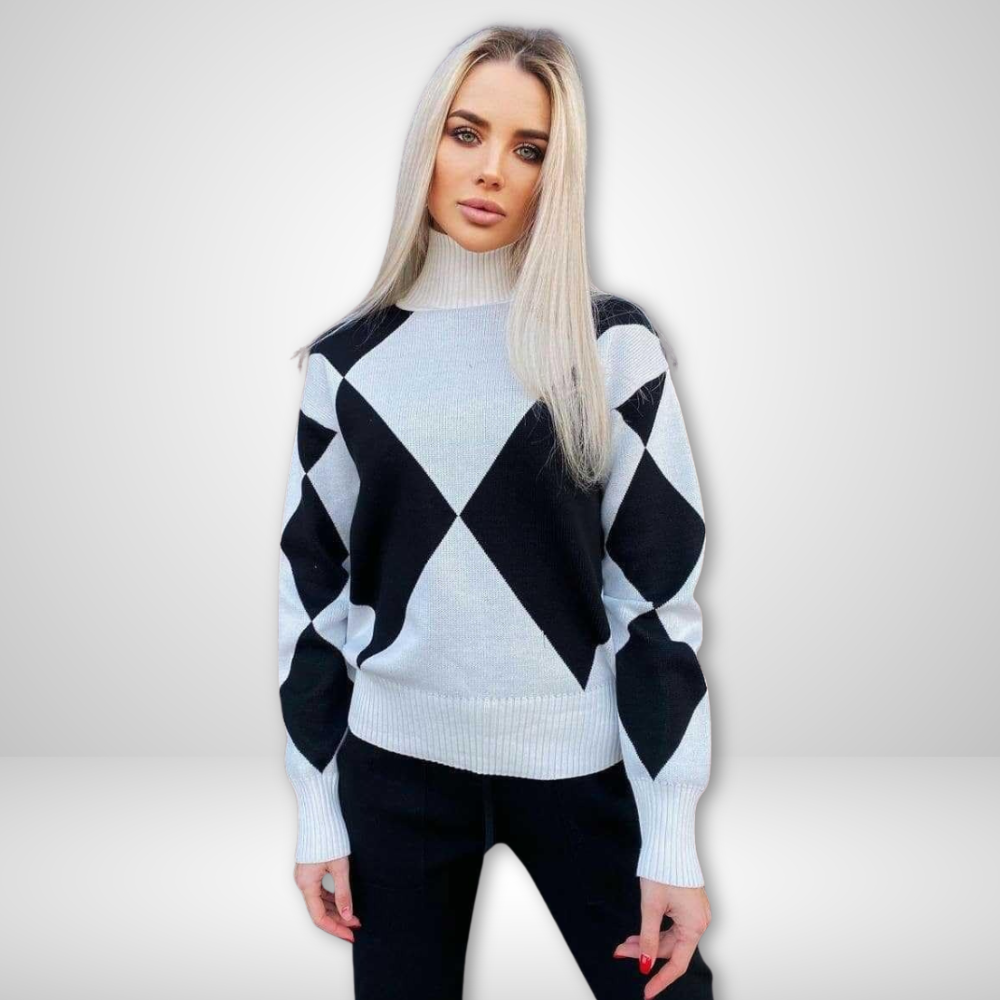 Dames gebreide argyle lounge set | Comfortabel, vintage
