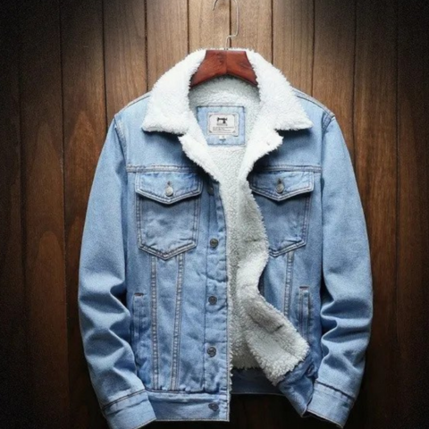 Heren Fleece Denim Jas | Warme & Stijlvolle Winterjas