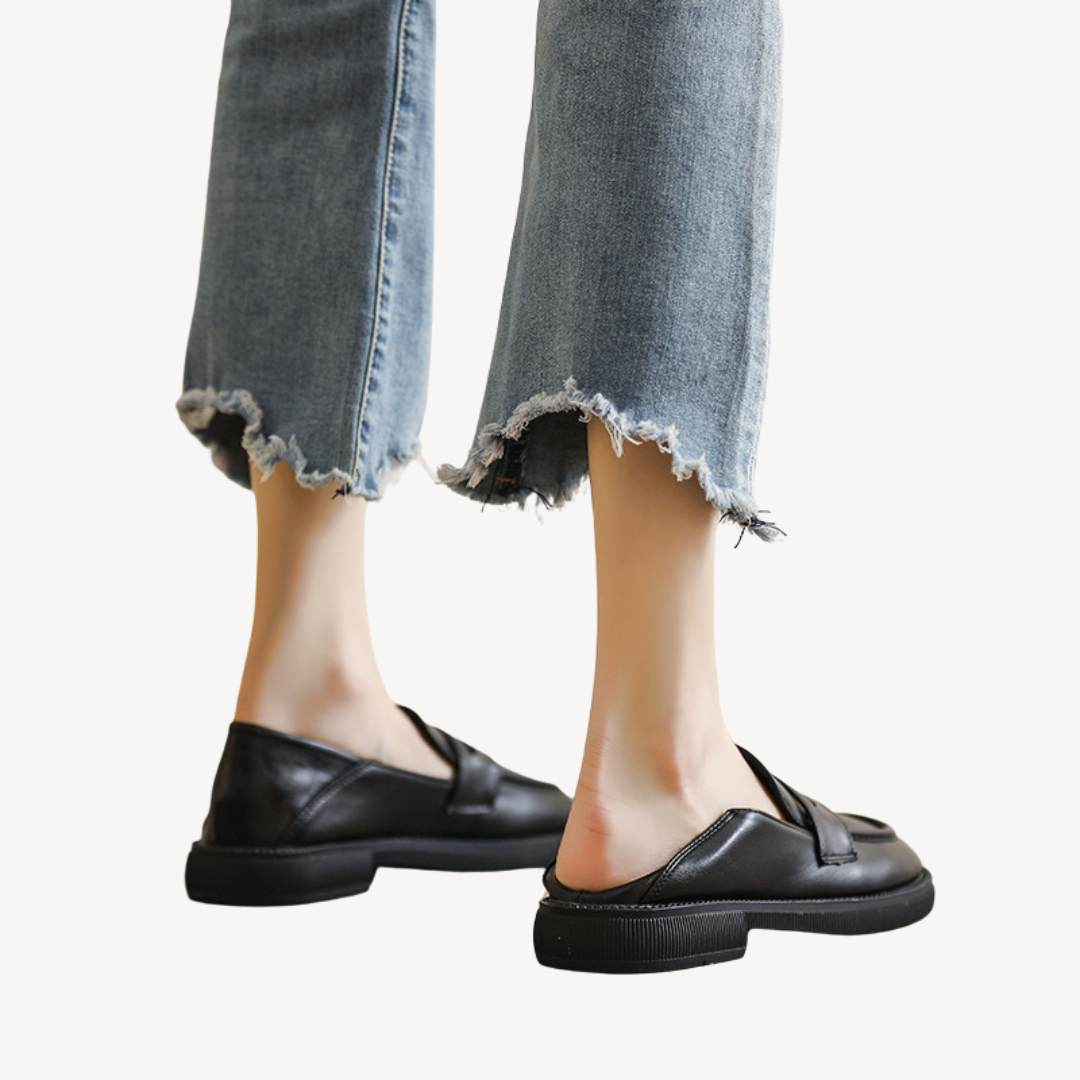Dames Zomerse Leren Loafers | Elegant, Zwart