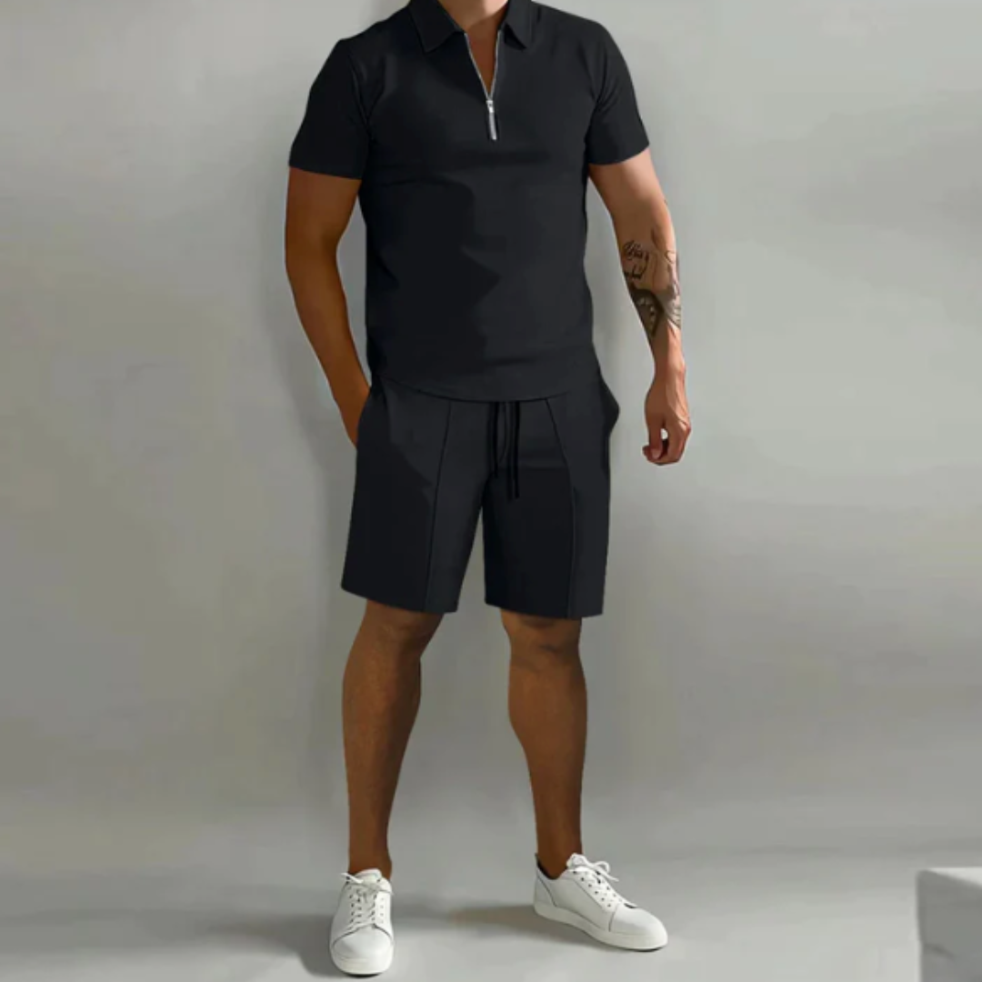 Heren Zomer Tweedelig Set | Kort, Halve Rits