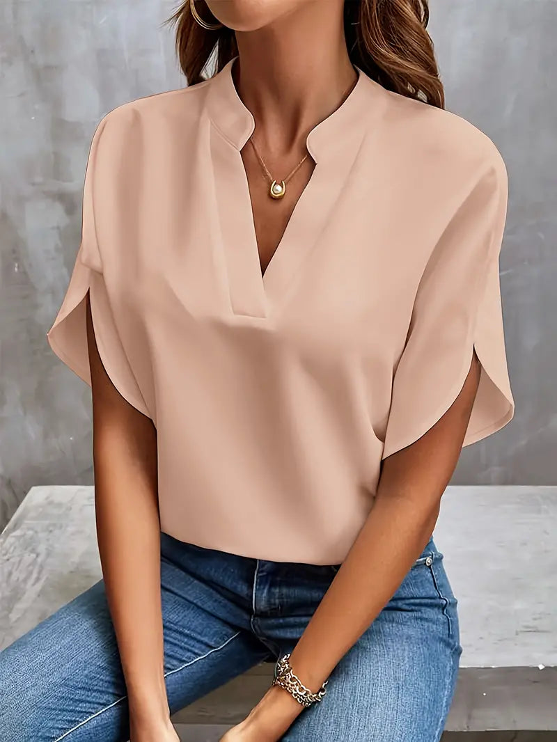 Camicetta Elegante Estiva da Donna | Collo Alto, Manica Corta