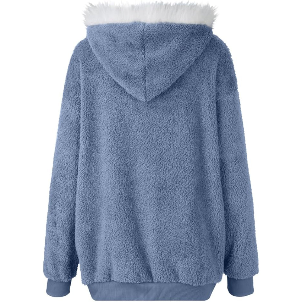 Gilet con cappuccio in pile Teddy da donna | Oversize, chiusura con cerniera