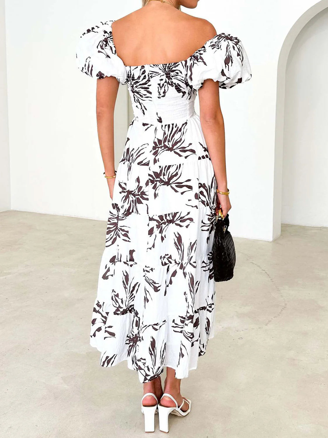 Dames Elegante Puffmouw Zomerjurk | Maxi