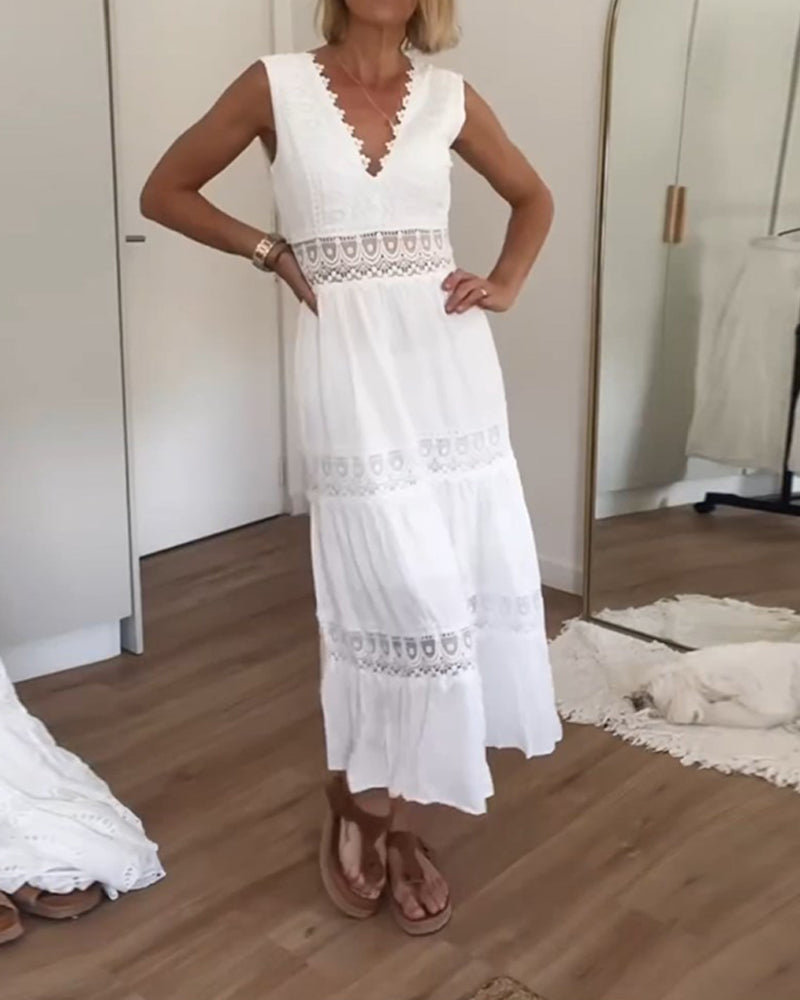 Dames Elegante Witte Zomerjurk | Maxi