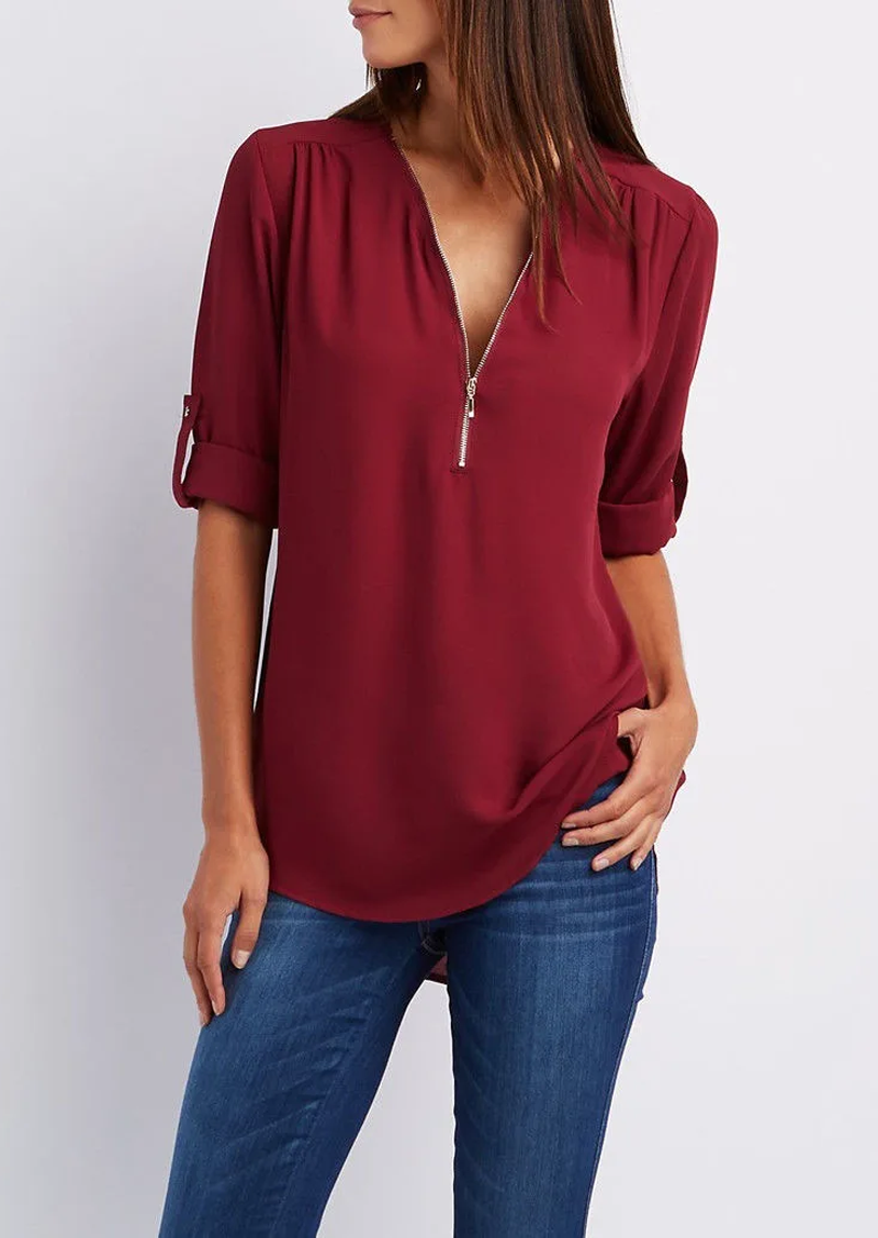 Camicia estiva da donna | Leggera, dettaglio con cerniera
