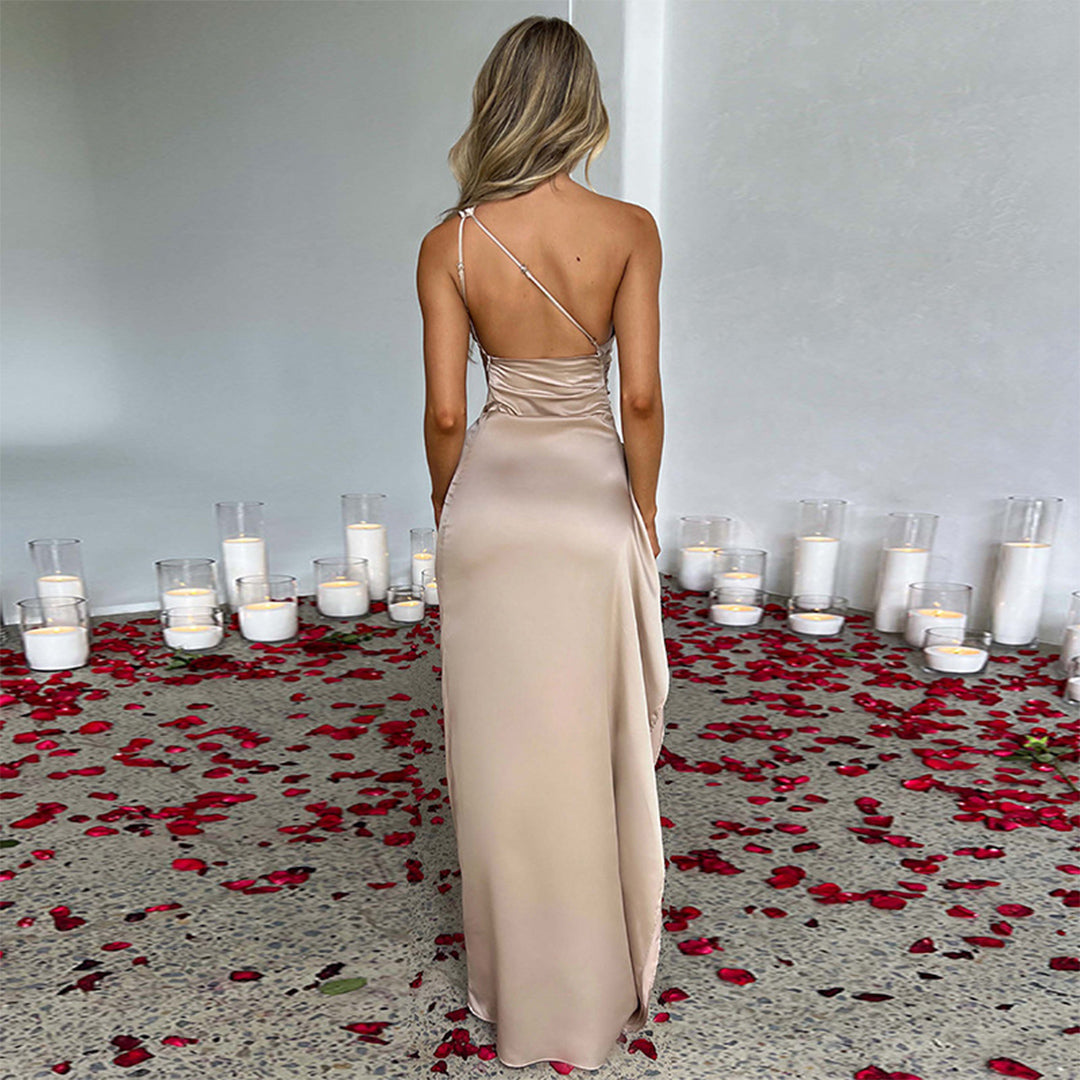 Dames Elegante satijnen avondjurk met split | Maxi