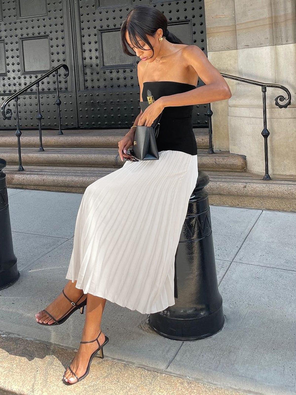 Dames Luchtige strapless geplooide zomerjurk | Maxi