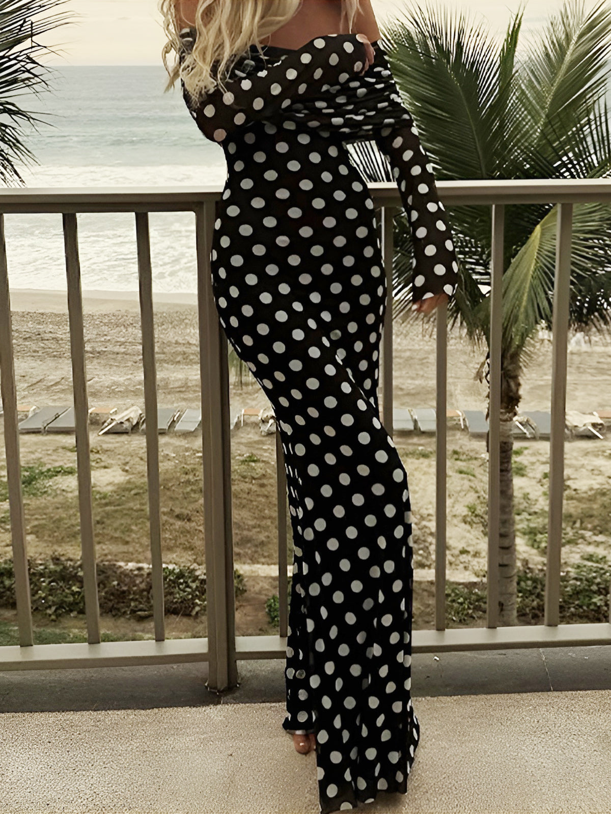 Melanie | Abito Gala a Pois per Donne | Maxi