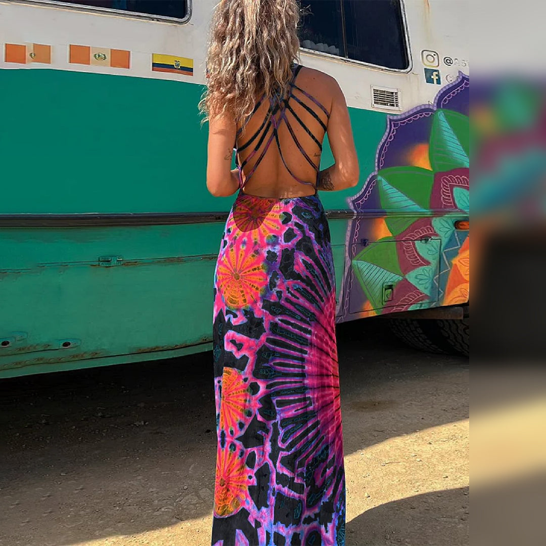 Abito estivo maxi tie-dye arioso da donna