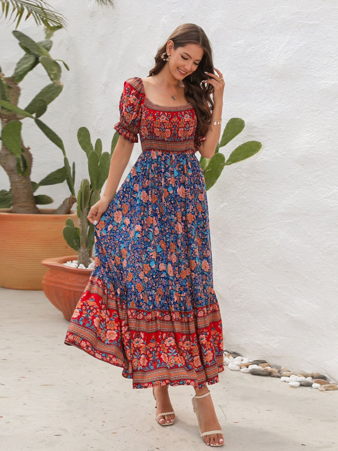 Dames Bohemien Blote-Schouders Zomerjurk | Maxi