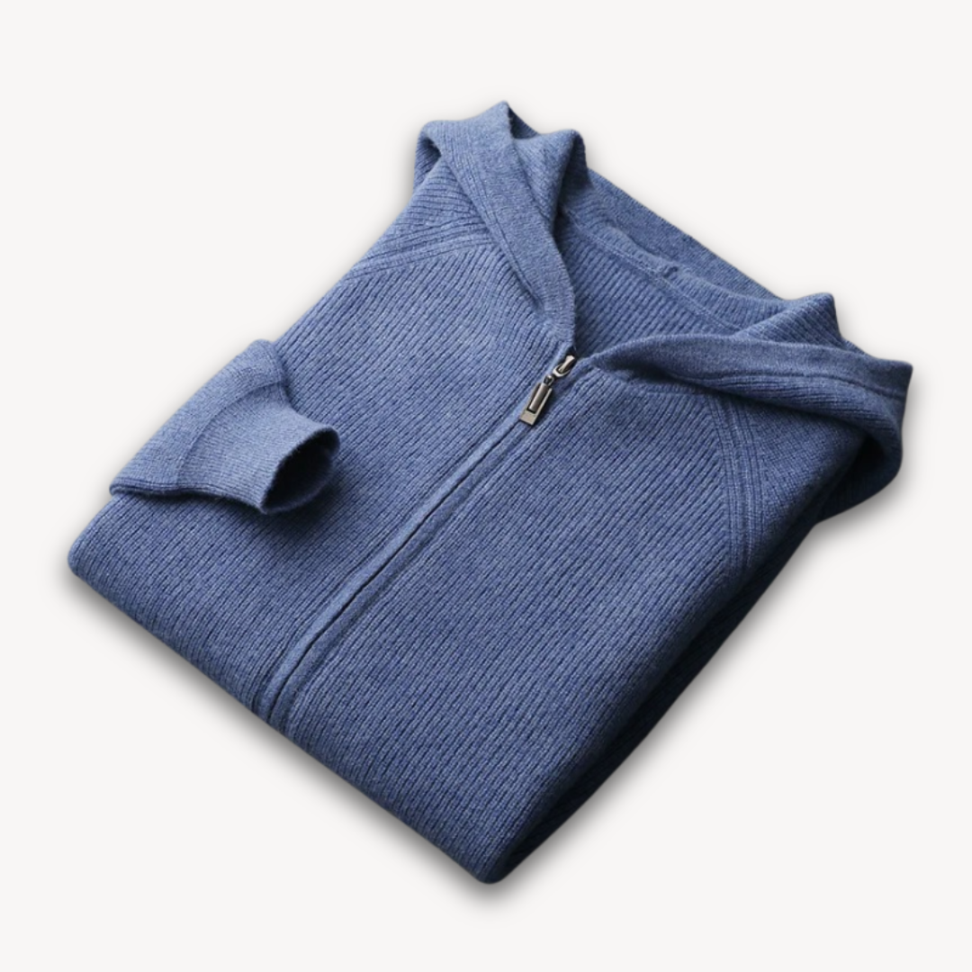 Heren Gebreide Herfst Hoodie | Ritssluiting, Kap