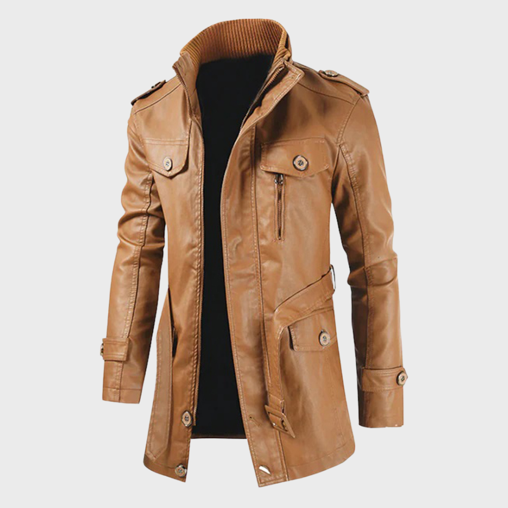 Heren Winter Trenchcoat | Lang, Imitatieleer