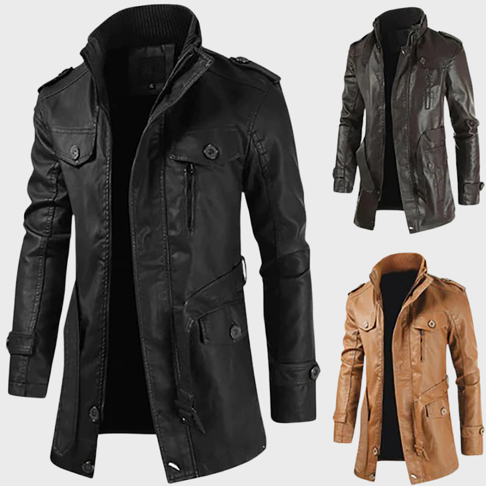 Heren Winter Trenchcoat | Lang, Imitatieleer