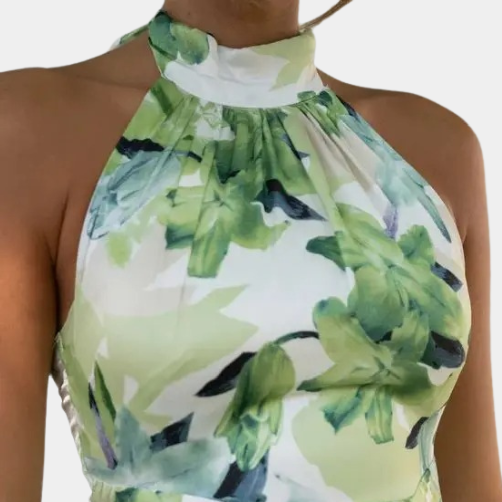 Abito estivo elegante da donna con stampa foglie | Maxi