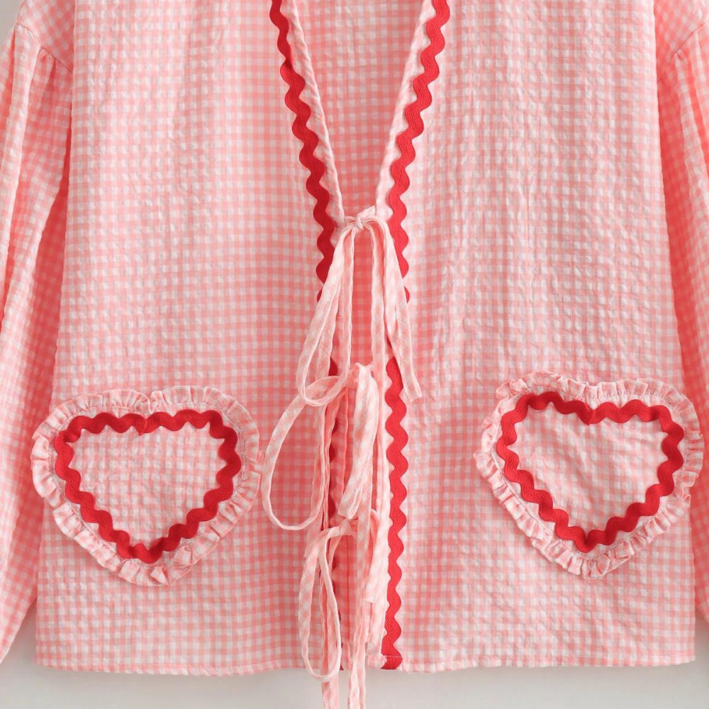 Dames Zomer Blouse | Langarm, Hartvormig Detail