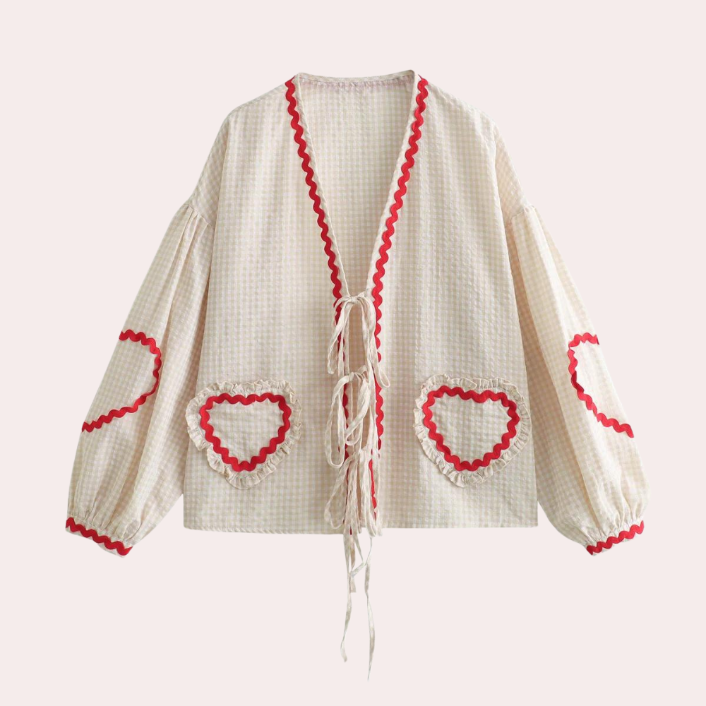 Dames Zomer Blouse | Langarm, Hartvormig Detail
