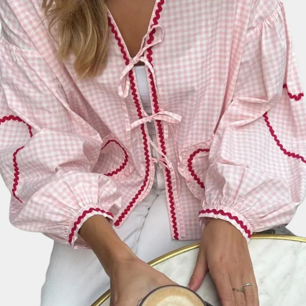 Dames Zomer Blouse | Langarm, Hartvormig Detail
