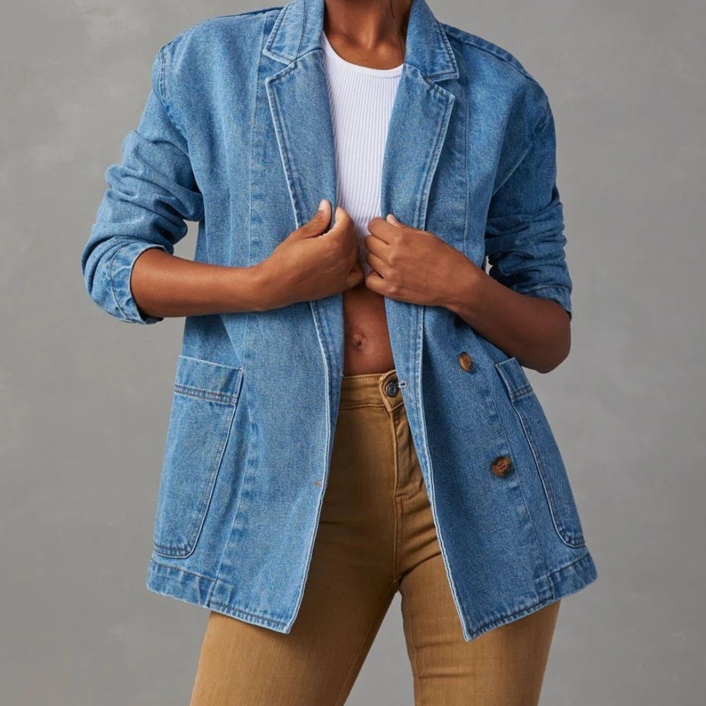 Giacca di jeans da donna con tasche | Casual, calda e leggera