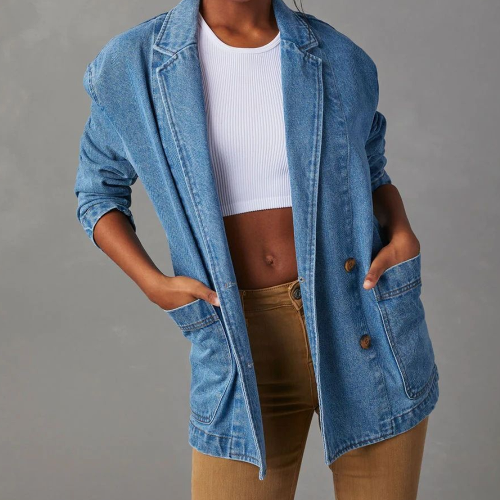 Giacca di jeans da donna con tasche | Casual, calda e leggera