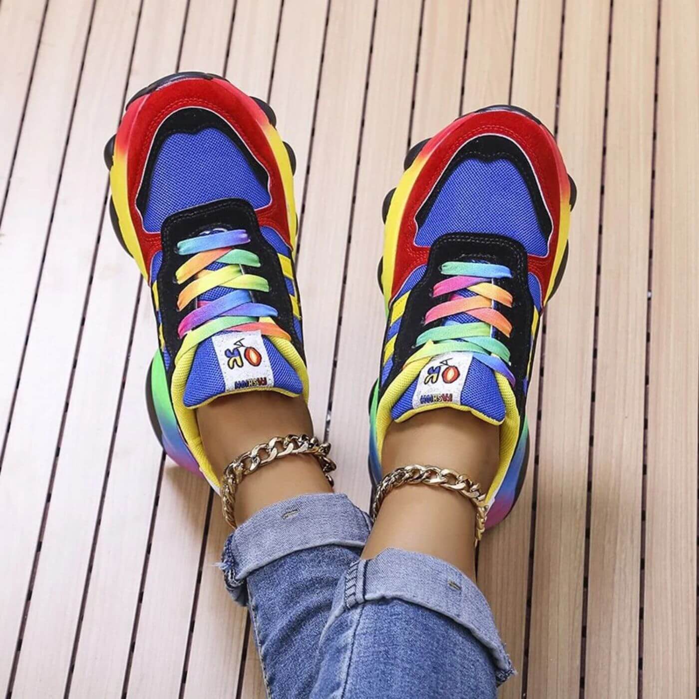Cecilia | Dames kleurrijke sneakers | comfortabel, hoge zool
