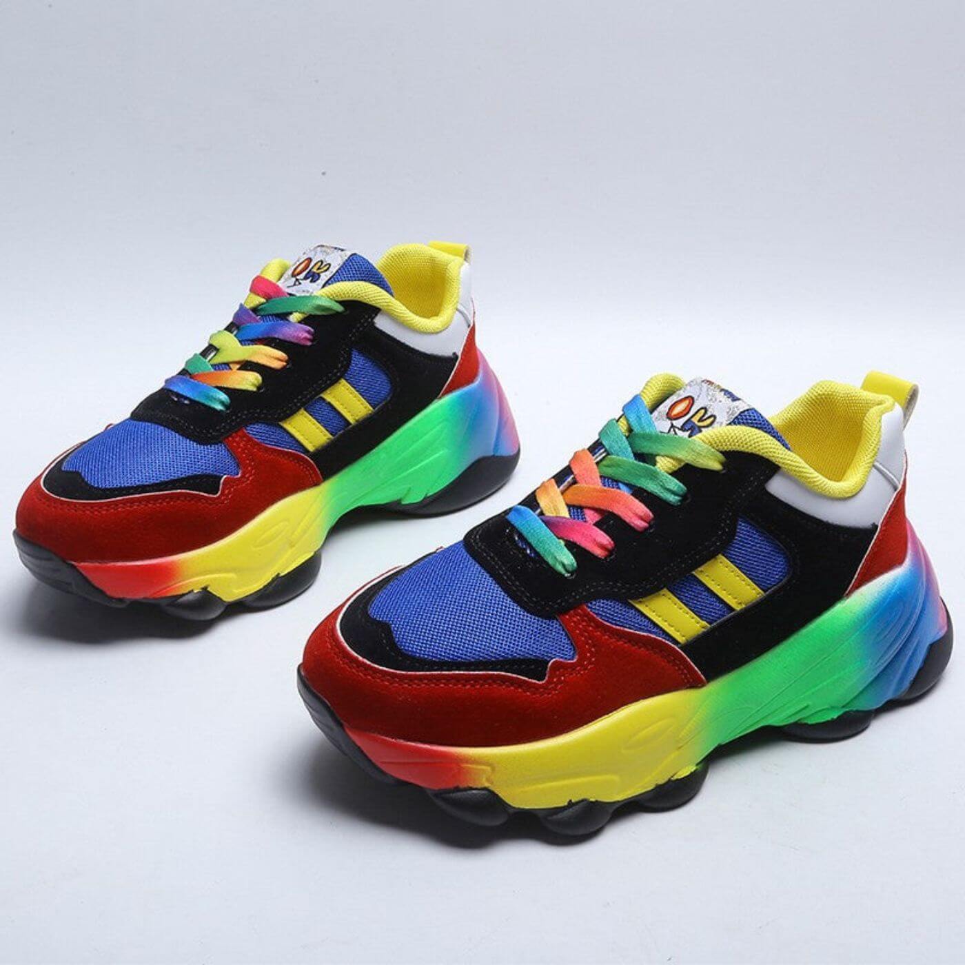 Cecilia | Dames kleurrijke sneakers | comfortabel, hoge zool