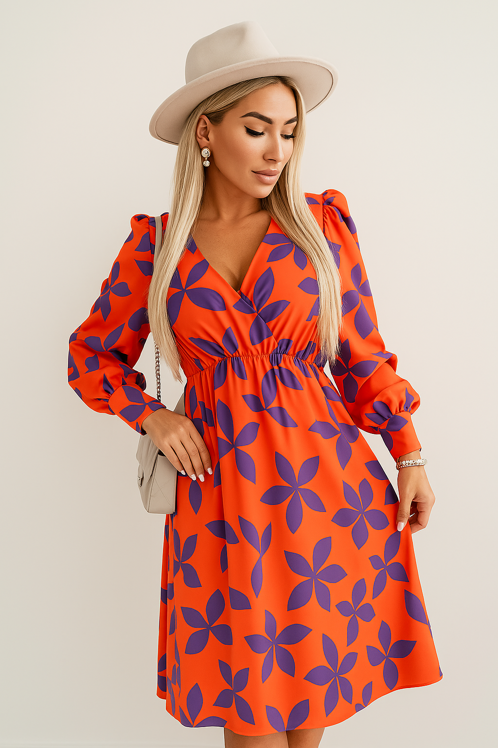 Dames Elegante overslag zomerjurk met bloemenmotief | Midi